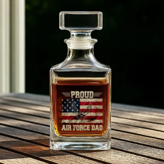 Proud Air Force Dad Veteran Us Flag Whiskey Decanters