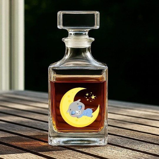 cute rhinocerus sleepin in moon Whiskey Decanters
