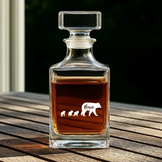 Mama Bear With 3 Three Cubs Fun Mom Mother Whiskey Decanters