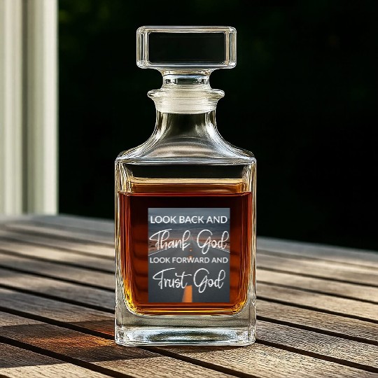 Look back and thank God look forward and trust God Whiskey Decanters