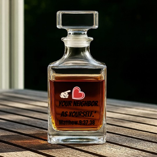 You must love your neighbor as yourself design. Whiskey Decanters