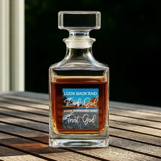 Look back and thank God look forward and trust God Whiskey Decanters