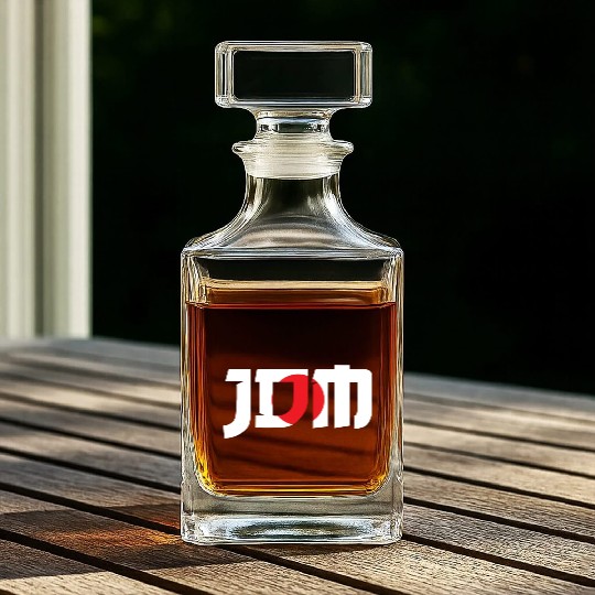 JDM white japanese flag rally racer drifter car Whiskey Decanters