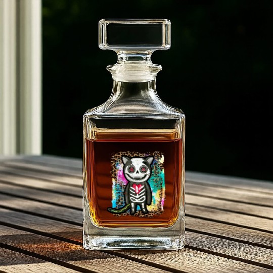 Halloween Zombie Skeleton Cat Tie Dye Whiskey Decanters