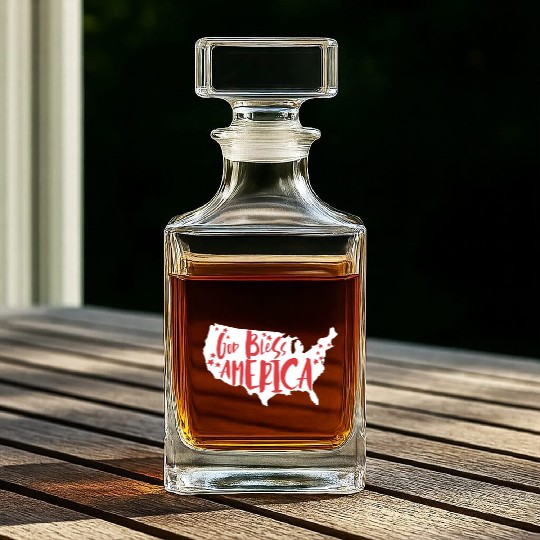 God Bless America USA Map Patriotic 4th of Julygod Whiskey Decanters