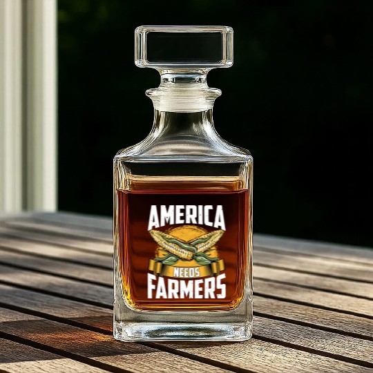 America Needs Farmers Funny Corn Farming Whiskey Decanters