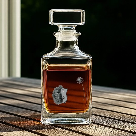 Hedgehog and dandelion Whiskey Decanters