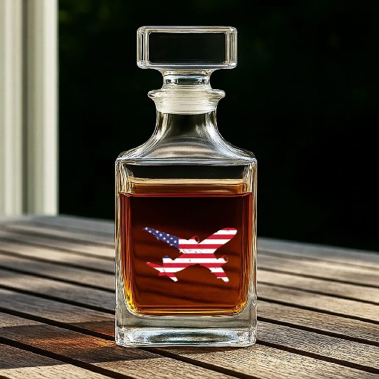 American Flag Airplane Stars And Stripes Whiskey Decanters