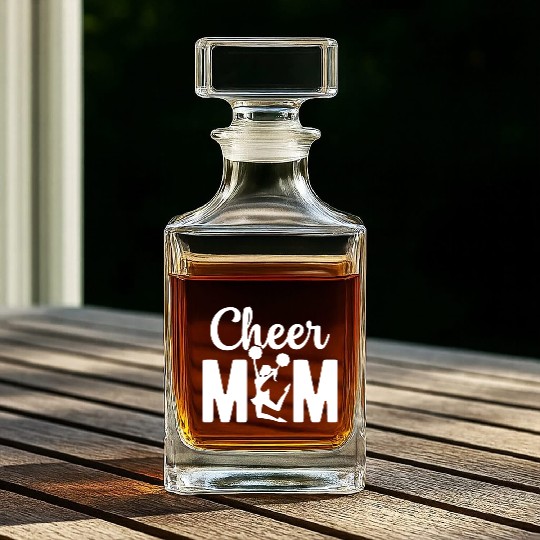 Womens Cheer Mom Gymnastics Cheerleading Mom Squad Whiskey Decanters