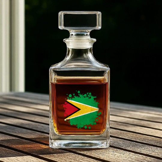 Guyana flag blob Whiskey Decanters