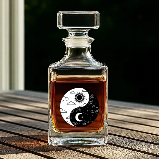 Sun and Moon Yin Yang for Yin Yang Art Lover Whiskey Decanters