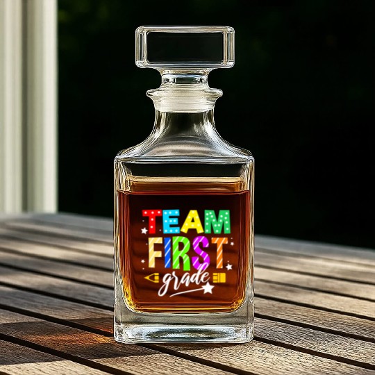 Team First Grade For Elementary Teacher Whiskey Decanters