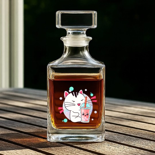 Kawaii Anime Cat Bubble Tea Fan Whiskey Decanters