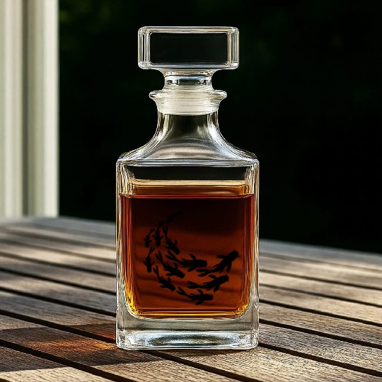 school silhouette koi fish Whiskey Decanters