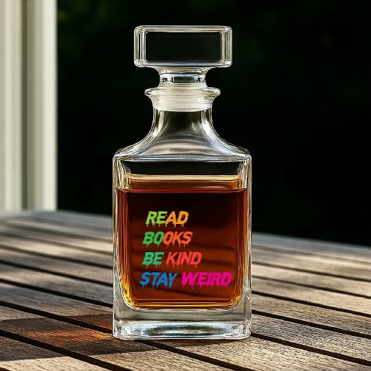 read books be kind stay weird funny Whiskey Decanters