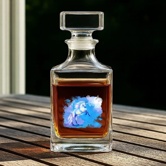 Unicorn Dream fantasy animal painting Whiskey Decanters