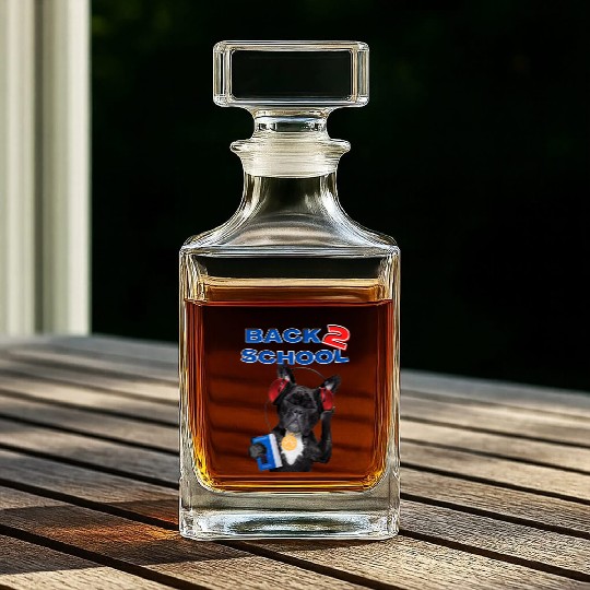 FRENCH BULLDOG BACK 2 SCHOOL aka BACK TO SCHOOL Whiskey Decanters