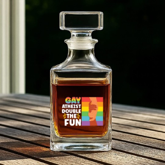 Gay LGBTQ Atheist Atheism Anti Religion Securalism Whiskey Decanters