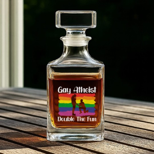Gay LGBTQ Atheist Atheism Anti Religion Securalism Whiskey Decanters
