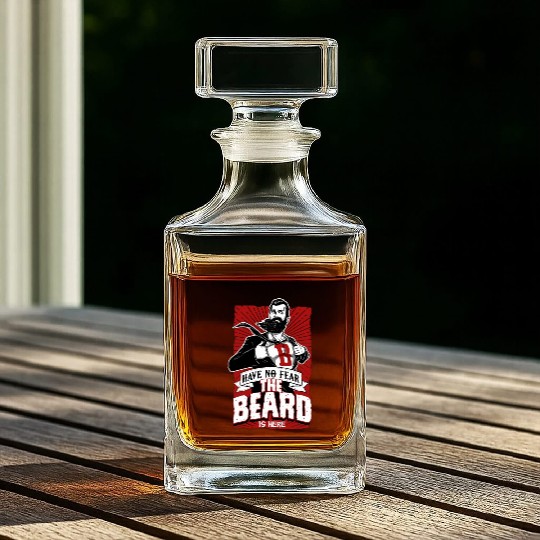 Have No Fear The Beard Is Here Funny Beard Lover Whiskey Decanters