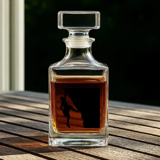Rock climbing mountaineering silhouette Whiskey Decanters