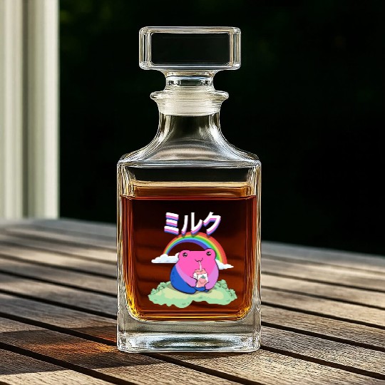Kawaii Frog Strawberry Milk Bisexual Pride Flag Whiskey Decanters