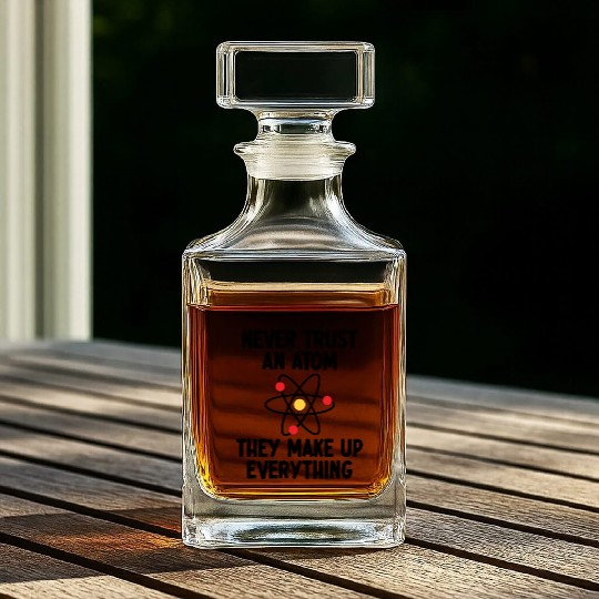 Never Trust An Atom. They Make Up Everything. Whiskey Decanters