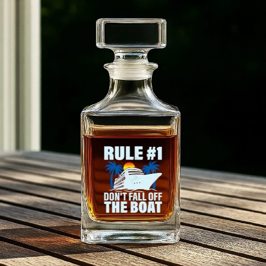Rule #1 Don't Fall Off The Boat Crusing Vacation C Whiskey Decanters