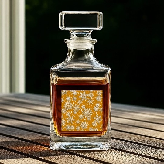 Orange Snowflakes Pattern Whiskey Decanters