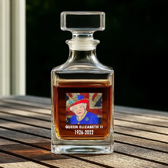 Queen Elizabeth II - rip Queen Elizabeth II - rest Whiskey Decanters
