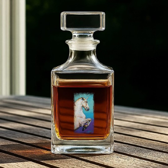 White Unicorn Design Whiskey Decanters