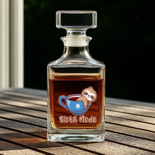 Funny cute lazy sloth coffee design for cool sloth Whiskey Decanters