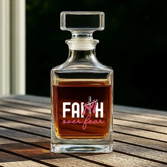 Faith Over Fear Breast Cancer Awareness Support Whiskey Decanters