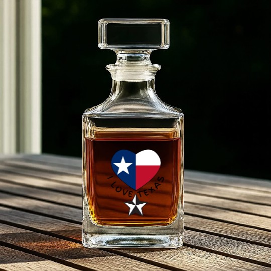 Show your love for Texas with I Love Texas Design Whiskey Decanters