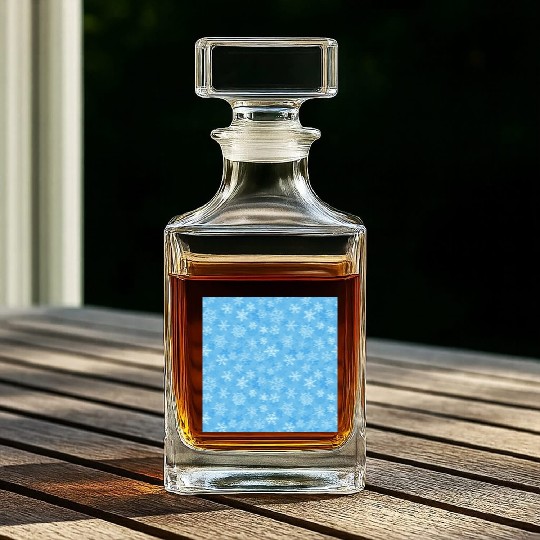 Pretty Light Blue Snowflakes Pattern Whiskey Decanters