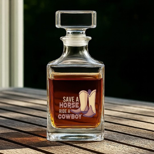 Cowboy Barn Bull Rider Rodeo Country Western Gift Whiskey Decanters