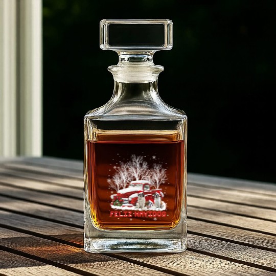 Feliz Navidog Saint Bernard Christmas Dog Lovers Whiskey Decanters