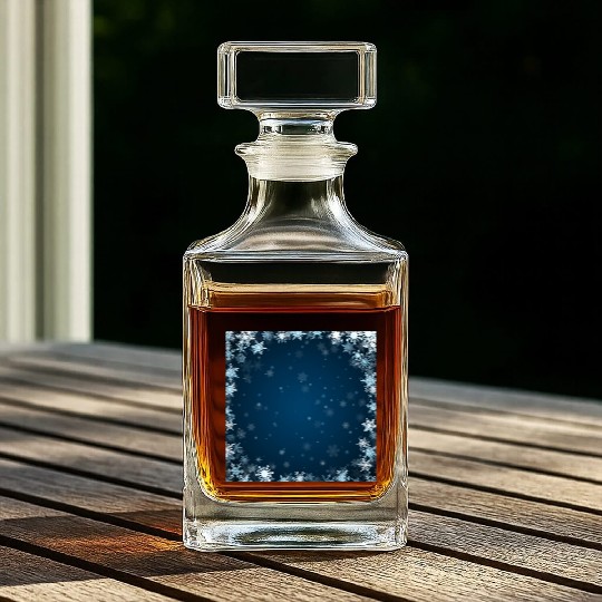 Navy Blue White Snowflakes Pattern Whiskey Decanters