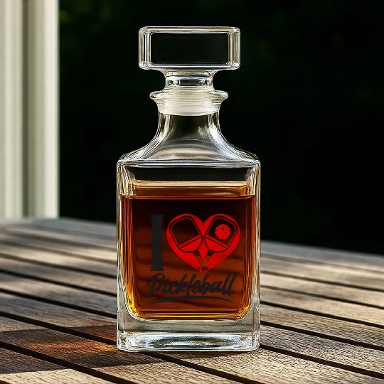 Pickleball Heart I Love Pickleball Whiskey Decanters