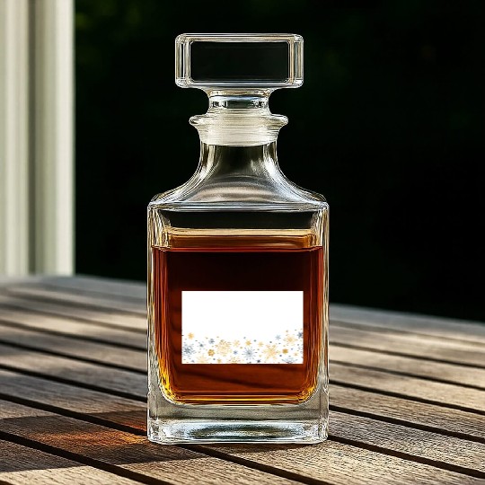 Elegant Snowflakes White Gold Silver Whiskey Decanters