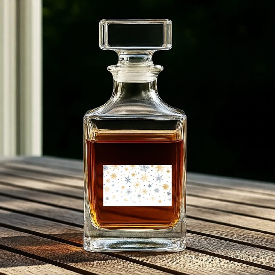 Elegant Snowflakes White Gold Silver Whiskey Decanters