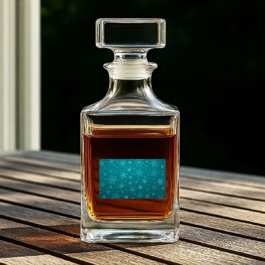 Teal Snowflakes Christmas Pattern Whiskey Decanters