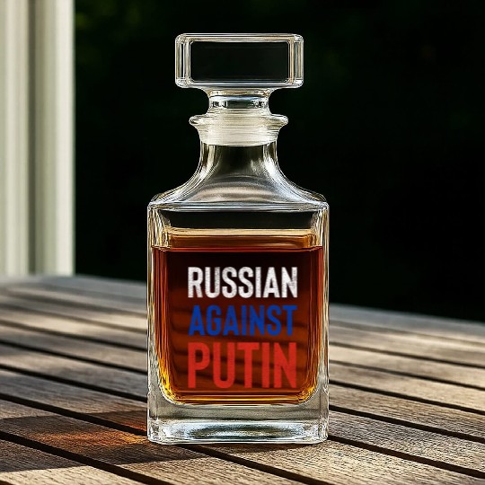 Russian against Putin russia flag grunge Whiskey Decanters