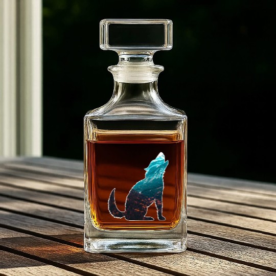 The Wilderness calls Wolf Mountains Forest Nature Whiskey Decanters
