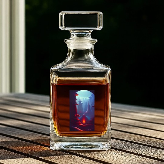 Alien planet landscape Whiskey Decanters