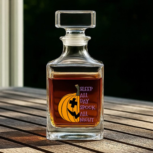 Sleep hall day spook all Halloween night Whiskey Decanters