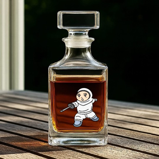 Cartoon kid fencing Whiskey Decanters