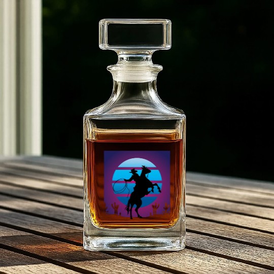 Synthwave Cowboy Rancher Gift Whiskey Decanters