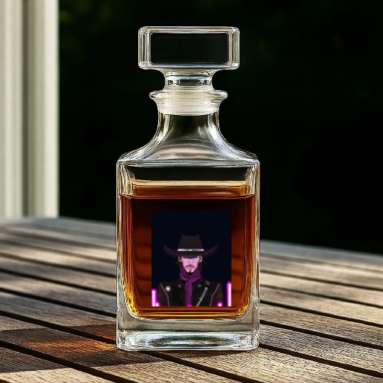 Goth Synthwave Outrun Goth Cowboy Whiskey Decanters