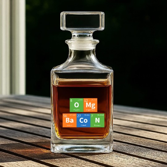 OMG Bacon Science Periodic Table Whiskey Decanters